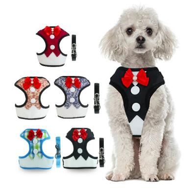 China High Quality Safety Puppy Pet Harness Set DETACHED Cat Dog Harness Leashes Walking Bow Tie + Pre-matched Leash for sale