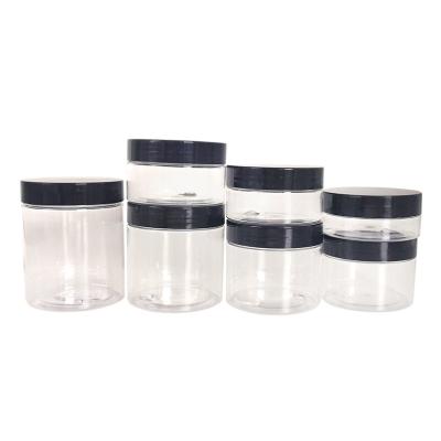 China Personal hot sale 30ml 50ml 60ml 80ml 100ml 120ml 150ml 200ml 250ml PET packaging skin care plastic jars with plastic lids for sale