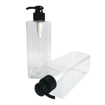 China Household Products New Design Clear Plastic 500ML Lotion Shampoo Pump With Square Bottle for sale