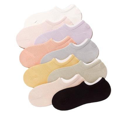 China Factory Hot Sales Breathable Comfortable Skin Nylon Women Boat Socks Invisible Colorful Socks for sale