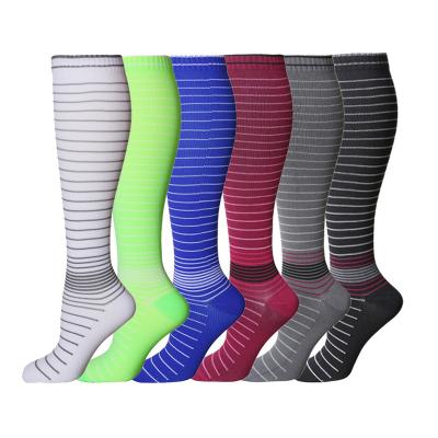 China Breathable Made In China Outdoor Running Marathon Compression Fashion Stripe Sports Compression Socks for sale