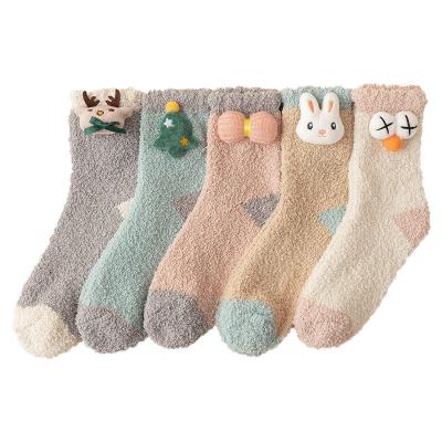 China Hot Selling Breathable And High Quality Cute Thickened Coral Velvet Matching Color Doll Thermal Socks for sale