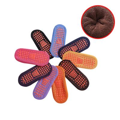 China New Coming Winter Terry Warm Yoga QUICK DRY Anti Slip Kids Jump Non Slip Rubber Sole Socks Trampoline Socks for sale