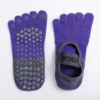 China Logo Grip Anti-Slip Cotton Fitness custom made QUICK DRY five Toe Elastic Sports Yoga Sock for woman for sale