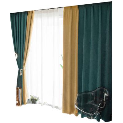 China Blackout 28 Chenille Morandi Series Nordic Simple Color Blocking Curtains Fabric Living Room Bedroom Curtains Finished for sale