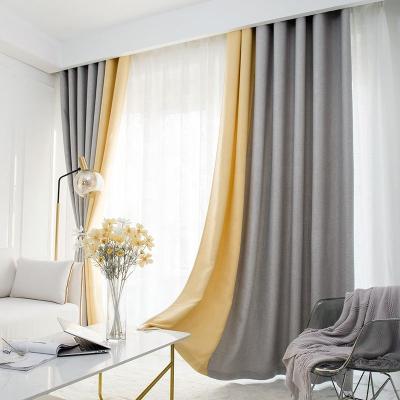 China Blackout 129 pattern linen curtain modern simple imitation cotton finished high blackout solid color curtain fabric for sale