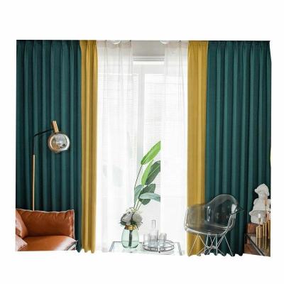 China Blackout 67 Blackout Curtain Blackout Jacquard Faux Curtain Scandinavian Single Color Nylon Collision Splicing Cashmere Thickened Curtain Fabric for sale