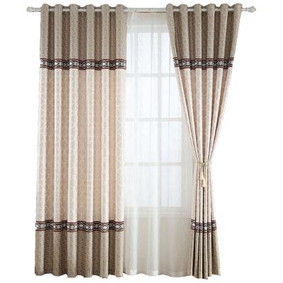 China Blackout 79 cotton wholesale canvas chinese style simple semi-blind curtain thickened fabric new for living room balcony for sale