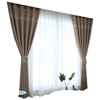 China Blackout 83 Modern Simple Jacquard Linen Curtain Thickened Semi-Blind Curtain Fabric For Living Room Balcony for sale