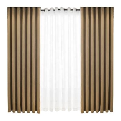 China Blackout 90 Japanese Style Fine Pleated Milk Curry Curtains Embossed Jacquard Texture Blackout Curtain Fabric For Living Room for sale