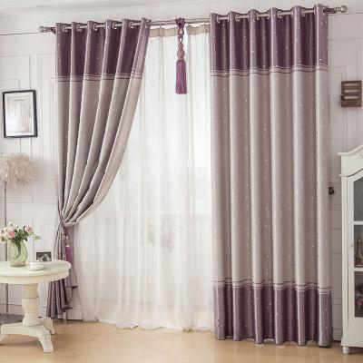 China New Blackout 142 Korean Rustic Full Of Star Curtains Cationic Ribbon Blackout Curtain Fabric Wholesale For Home for sale