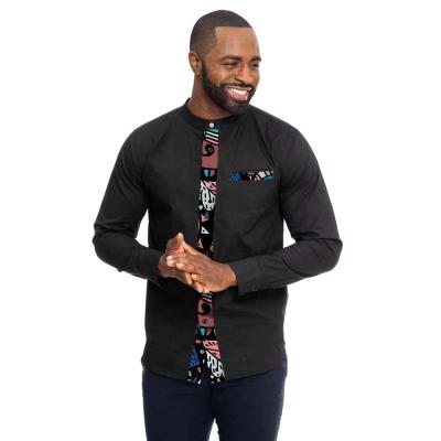 China Lekan African Print Shirt Men OEM Long Traditional Top 3xl Plus Button Hidden Placket Custom Shirt- Size Mens Shirts for sale