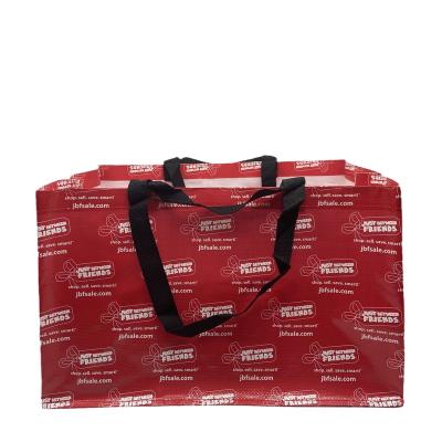 China Extra Large Handled Custom Logo Recycled PP Woven Bopp Laminated Bags for sale