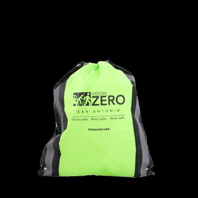 China Gift Bag Factory Price Cheap Printed Polyester Stripe Safety Reflective Drawstring Bag for sale