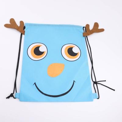 China Cute Rope Handle Factory Christmas Bag Kids Drawstring Bag Best Selling Backpack With Custom Logo for sale