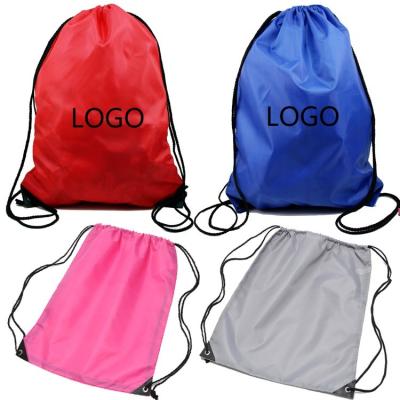 China Factory Custom Nylon 210D Polyester String Bag Waterproof Drawstring Backpack for sale