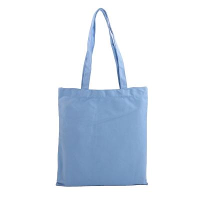 China Factory Supply Handled Long Tie Printed Blue Colorful Cotton Tote Bag Canvas Shopping Bag for sale