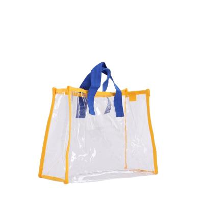 China Custom Logo Transparent Silk Screen Printing Folding Digital Printing Clear PVC Shopping Bag for sale