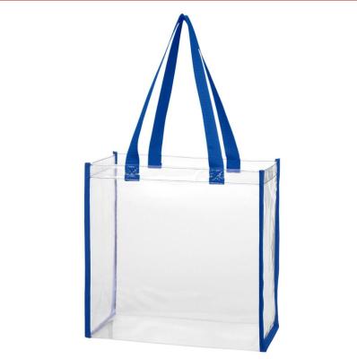 China Customized Eco - Friendly Promotional Pure Color PVC Waterproof Transparent Shopping Tote Bag for sale