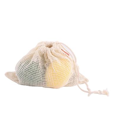 China Rope Handle Wholesale Cheap Custom Design Reusable Organic Cotton Vegetables Bag Mesh Onion Bag for sale