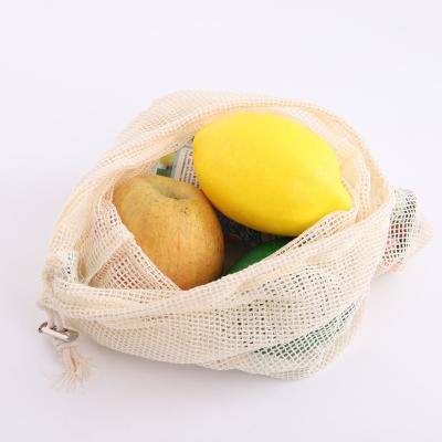 China Chinese Factory Rope Handle Various Sizes Eco Cotton Mesh Orange Bag Drawstring For Supermarket for sale