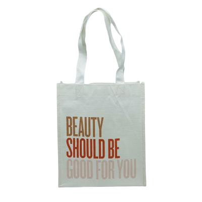 China Solid Color Recyclable Eco-Friendly Tote Bag With English Customized Reusable White Logo for sale