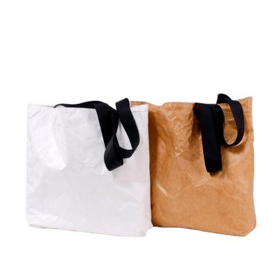 China Custom Paper Shopping Eco-Friendly Logo Waterproof Washable Brown Coated Tyvek Tote Bag for sale