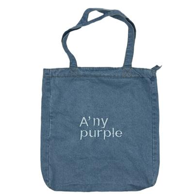 China Factory Supply Reusable Blue Denim Shopping Tote Bag With Custom Logo for sale