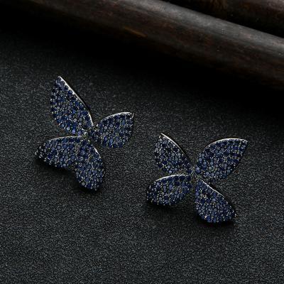 China Fashionable And Beautiful New Style Personality CLASSIC Color Inlaid Diamond Butterfly Earrings for sale