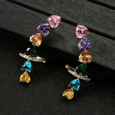 China Hanging Type Beautiful CLASSIC Wholesale Rainbow Diamond Silver Cute Girls Earrings for sale