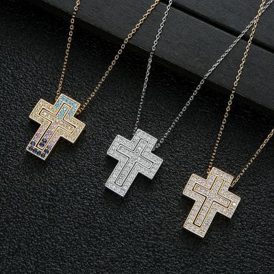 China Long Color Keeping New Style Fashion Ins Cross Zircon Pendant Necklace Women Jewelry Necklace for sale