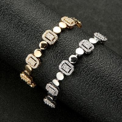 China Luxury Fashion Geometry Zircon Ladies 18k Gold Plated Bracelet for sale