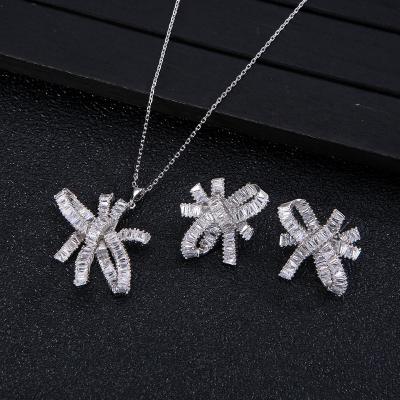 China Factory Direct Selling FASHION Butterfly Earrings Necklace High Quality Zircon Jewelry Set for sale