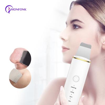 China Ion Therapy Face Skin Scrubber Ultrasonic Facial Remover DEEP CLEANSING Cleansing Spatula Peeling Vibration Blackhead Removal Exfoliating Tools for sale