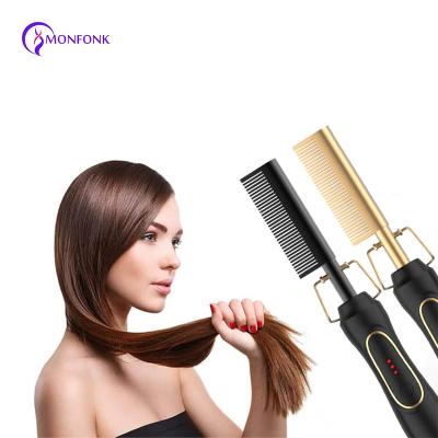 China Professional Electric Heating Car Hair Straightener Brush for Combing Straighten Combs Men Straight Curly Beard Hair Styling Tool for sale