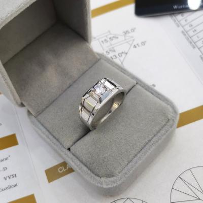 China FASHIONABLE Moissanite Ring Diamond Mens Ring 925 Sterling Silver Finger Moissanite Engagement 0.5Ct DEF color for sale