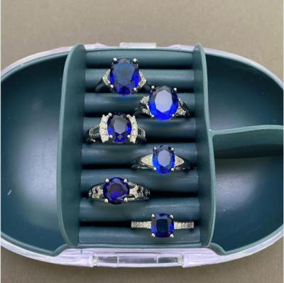 China FASHIONABLE Hot Sell Fashion Ring Copper Blue Zircon Rings Zircon Ring For Women Bling Bling Ring for sale