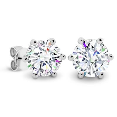 China FASHIONABLE Round 1 Carat 6.5mm DEF VVS Color Moissanite Diamond 18k White Gold Stud Earrings for sale