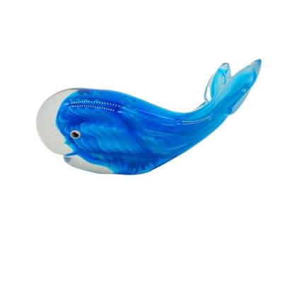 China Mini Blue Whale Glass Sculpture Decoration International Glass Art for sale