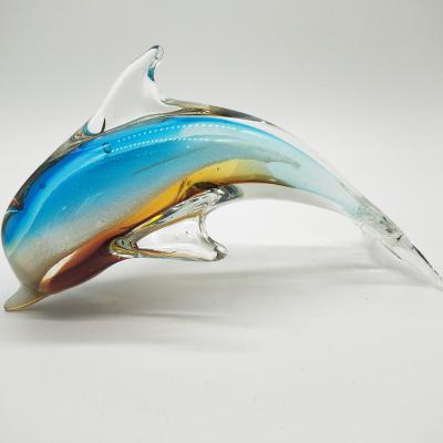 China Home Decor Dolphin Art Hand Made Glass Figurine For Home Decoration for sale