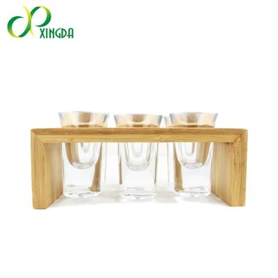 China Factory direct export viable from European and American bars and restaurants carbonized color bamboo six main wine glass frame&holder for sale