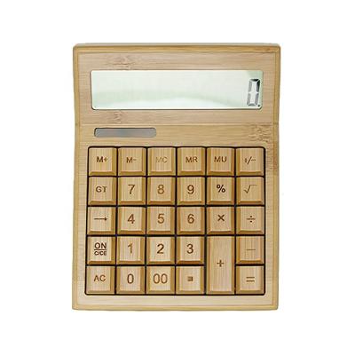 China Eco-friendly Bamboo Calculator 12 Digit Material Solar Power Bamboo Calculator Desktop Calculator for sale