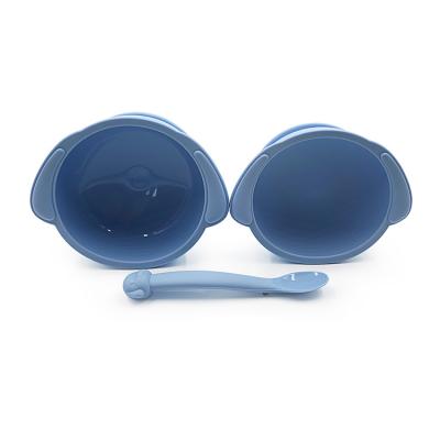 China BPA Free Suction Baby Bowl Spoon Fork Silicone Tableware Silicone Baby Bowl Baby Silicone Dinner Feeding Training Dish Anti-hot for sale