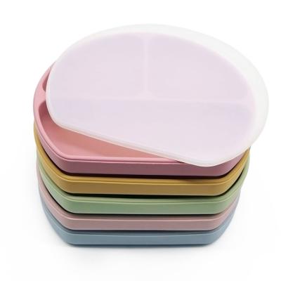 China Minimalist 28 Colors Baby Cutlery Set Silicone Dish With Lid Silicone Baby Dinnerware Set for sale