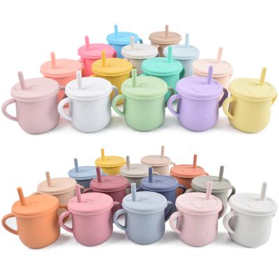 China BPA Free Food Grade Silicone Sippy Cups Straw Cup Feeding Drinkware Leakproof Drinkware BPA Free Nontoxic for sale