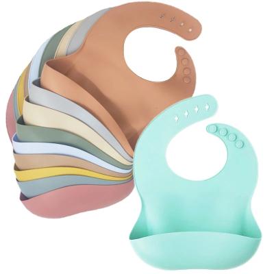 China BPA Free Baby Bibs Waterproof Soft Silicone Baby Feeding Stuff Solid Children Boy Girl Adjustable Kids Bib Gifts 0-6Y for sale