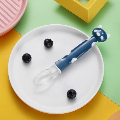 China BPA Free Silicone Soft Baby Feeding Spoon Candy Color Temperature Smelling Baby Food Spoon Children Feeds Feeder Feeder Feeding Spoon Flatware for sale