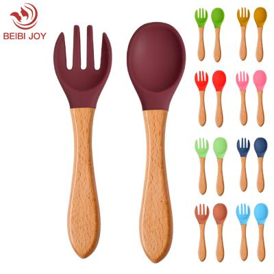 China BPA Free Baby Shaping Soft Head Spoon And Forking Short Handle Kids Spoon Fork Set BPA Free for sale