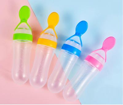 China BPA Free Squeeze 90Ml Food Spoon Silicon Baby Food Feeder Fruit Feeder Nipple for sale