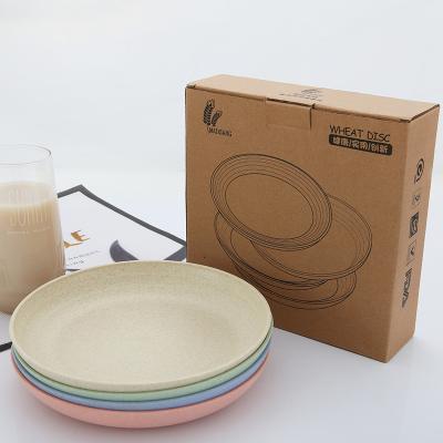 China 4pcs Contemporary Wheat Straw Tableware Reusable Household Dishware Kitchen Kids Spoon Fork Cup Salad Soup Bowl Adult Dish for sale